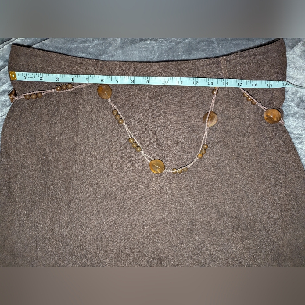 LAURA SCOTT Suede Feel Flare Skirt with Beaded Belt 14 - Picture 6 of 11